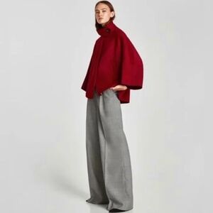 Zara Woman Coat Dolman Sleeve short Wool blend